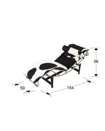 LECO- CHAISE LONGUE - PIEL VACA BCO.NEGR